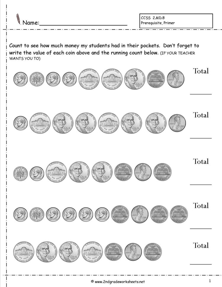 Counting Coins And Money Worksheets And Printouts