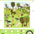 Counting Game Farm Animals Preschool Kids Stockvektorgrafik