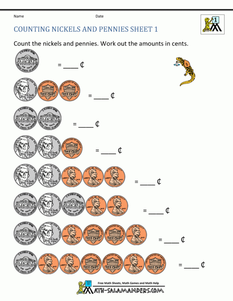 Counting Money Worksheets 1St Grade
