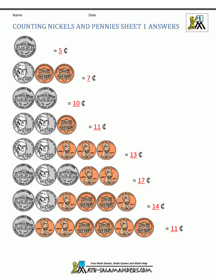 Counting Money Worksheets 1St Grade — db-excel.com