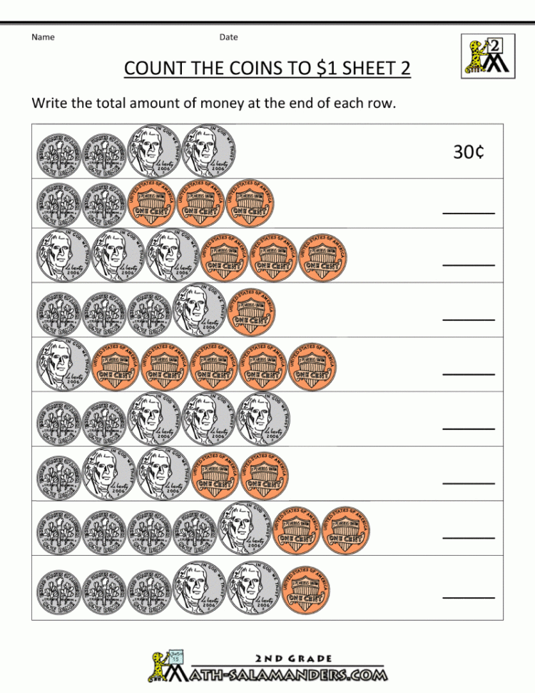 Counting Money Worksheets Up To 1