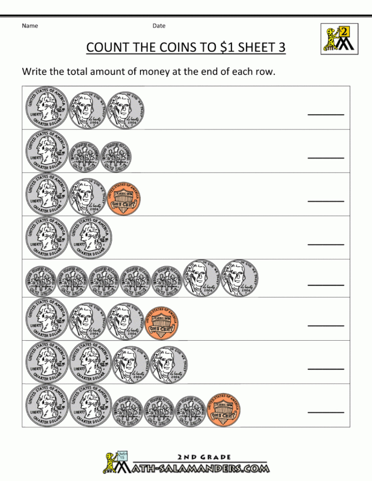 Counting Money Worksheets Up To 1