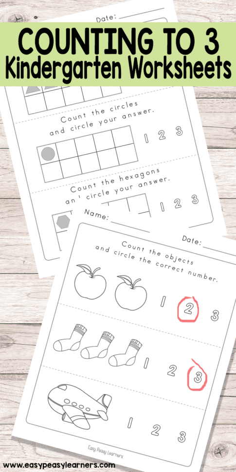 Counting To 3 Worksheets  Kindergarten Worksheets  Easy
