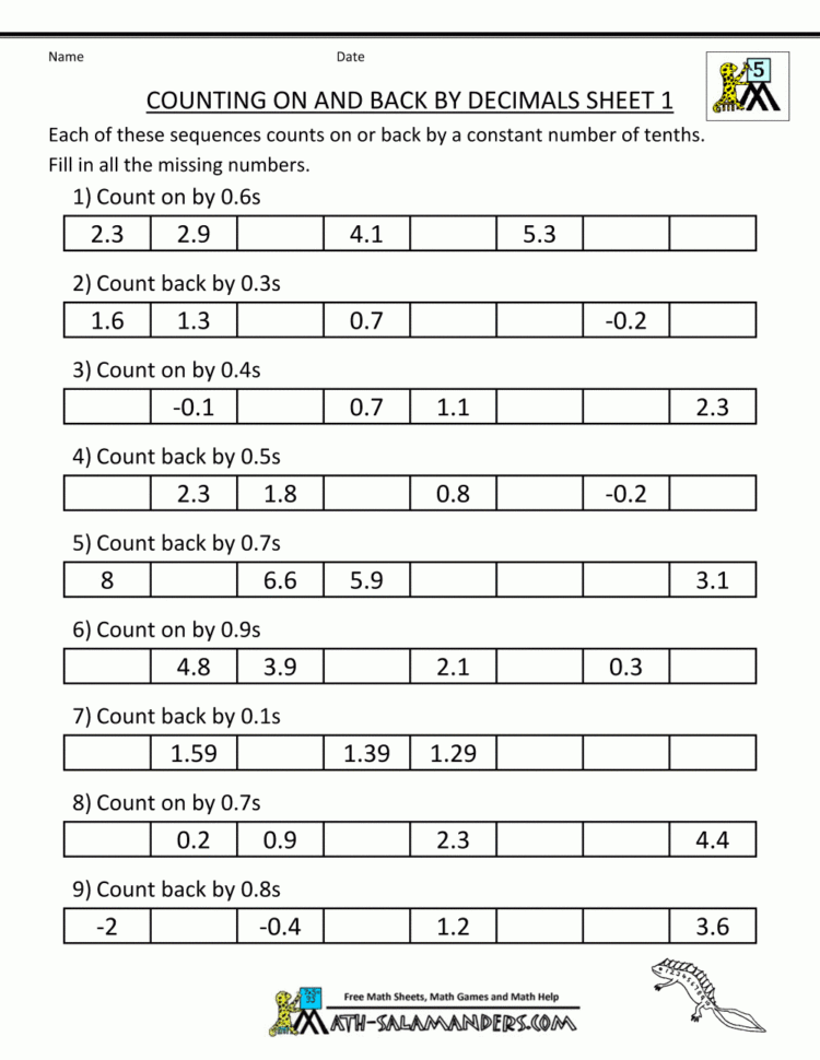 Decimals Worksheets Grade 6 Db excel