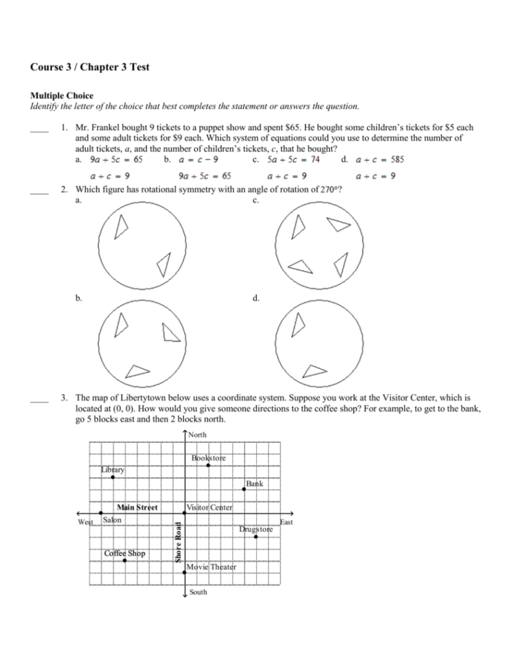 Course 3  Chapter 3 Test
