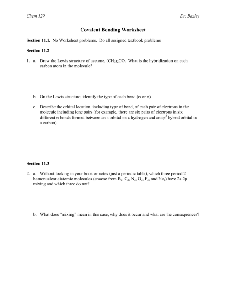 Covalent Bonding Worksheet — Db-excel.com