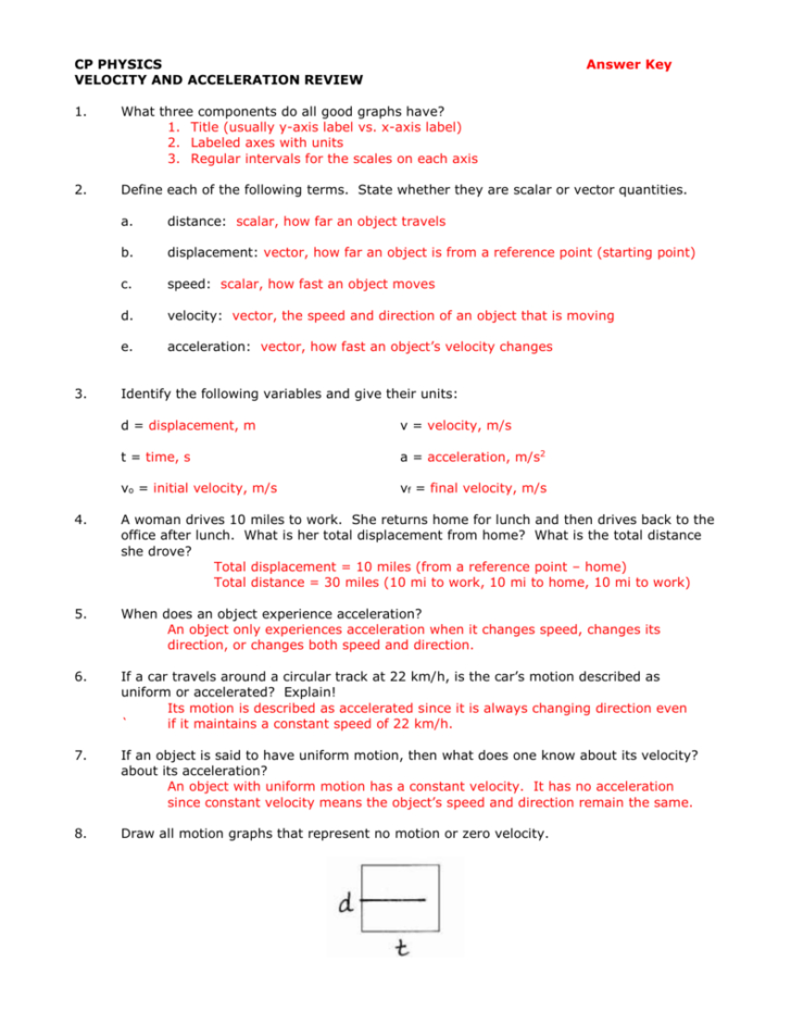 Velocity Acceleration Worksheets