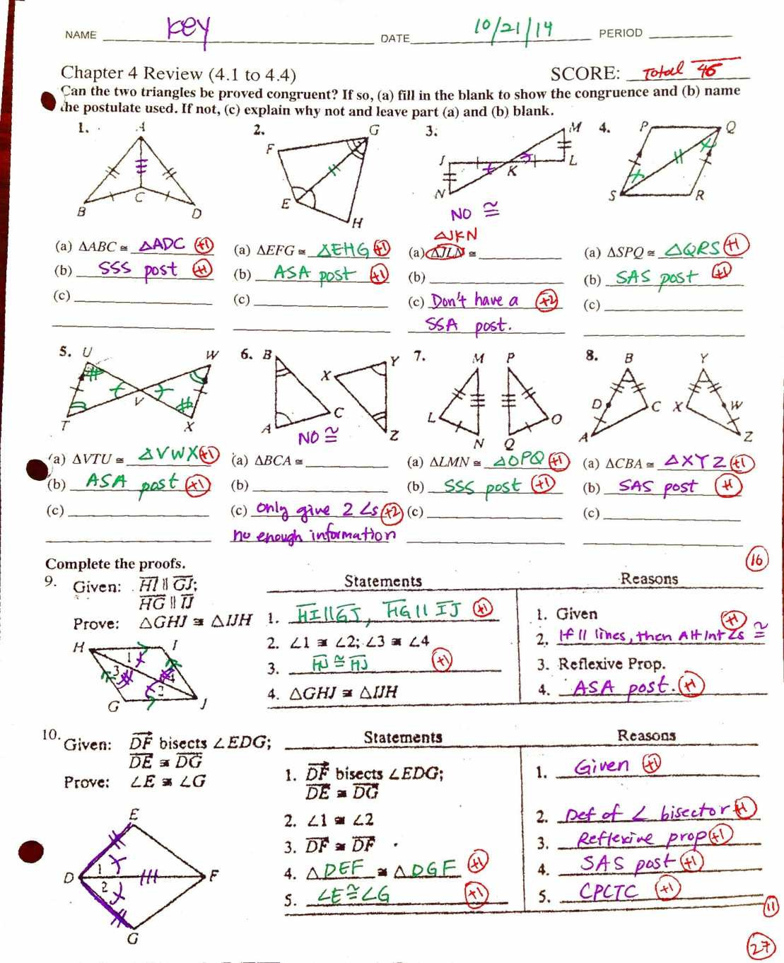 Cpctc Proofs Worksheet With Answers  Yooob