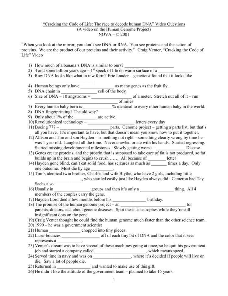 Cracking The Code Of Life”