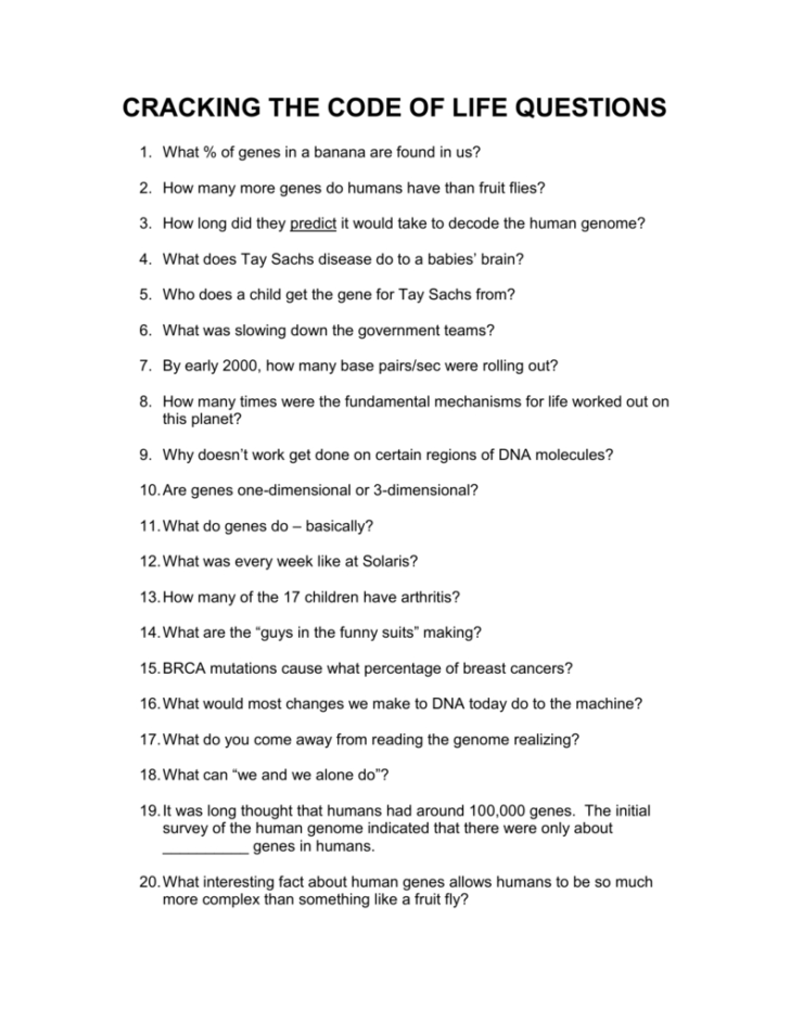 Cracking Your Genetic Code Worksheet db excel com