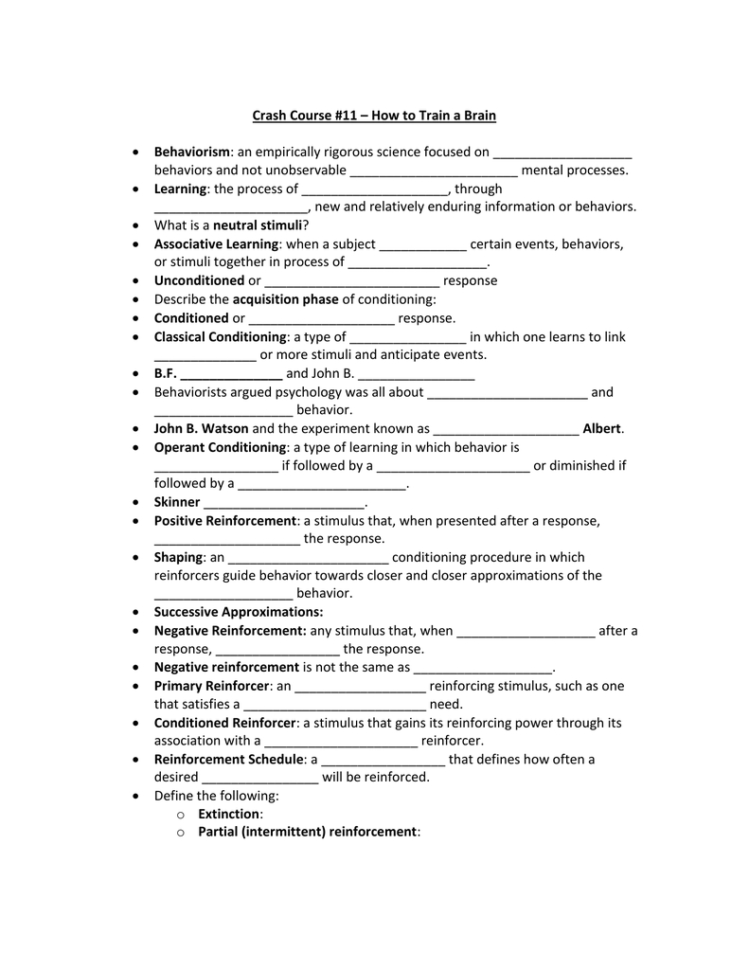 Crash Course 11 Learning