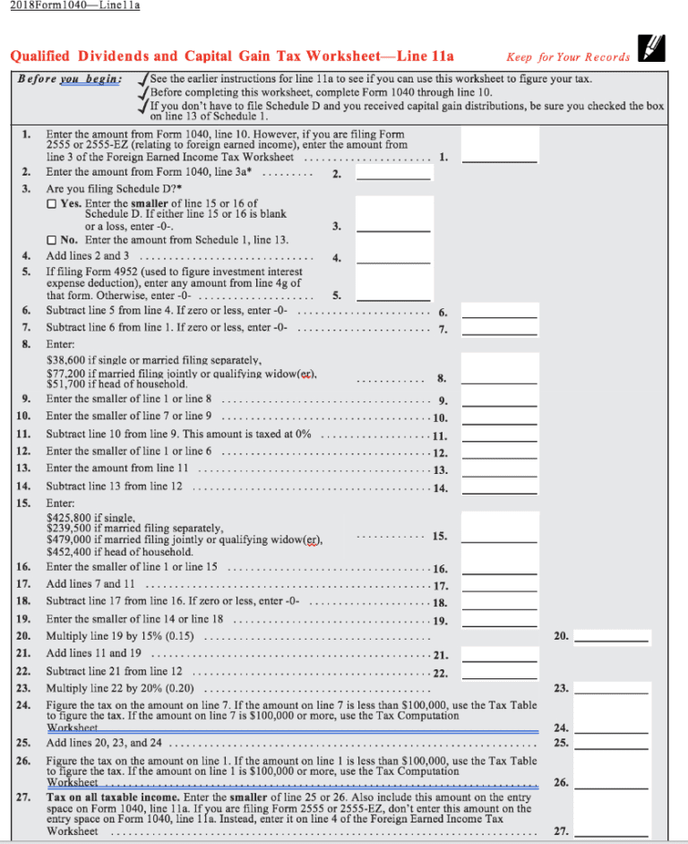 Capital Gain Tax Worksheet 2020 Capital Gain Tax Worksheet 2020