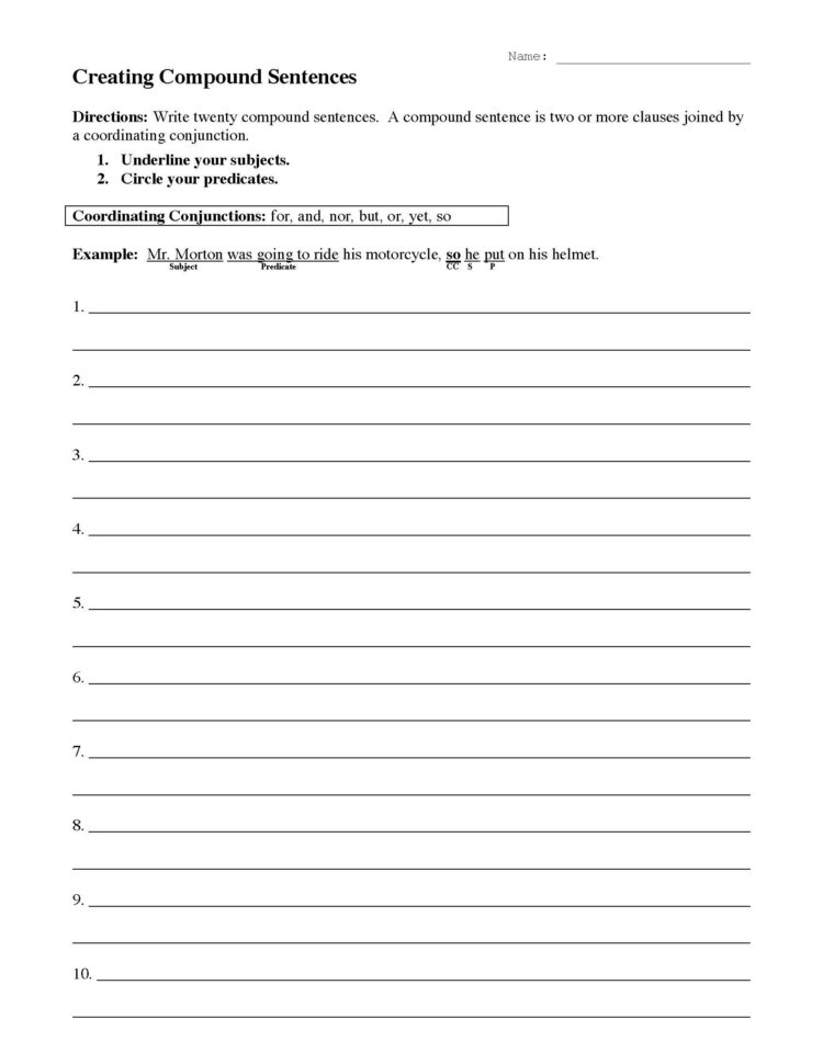 Creating Compound Sentences Worksheet  Preview