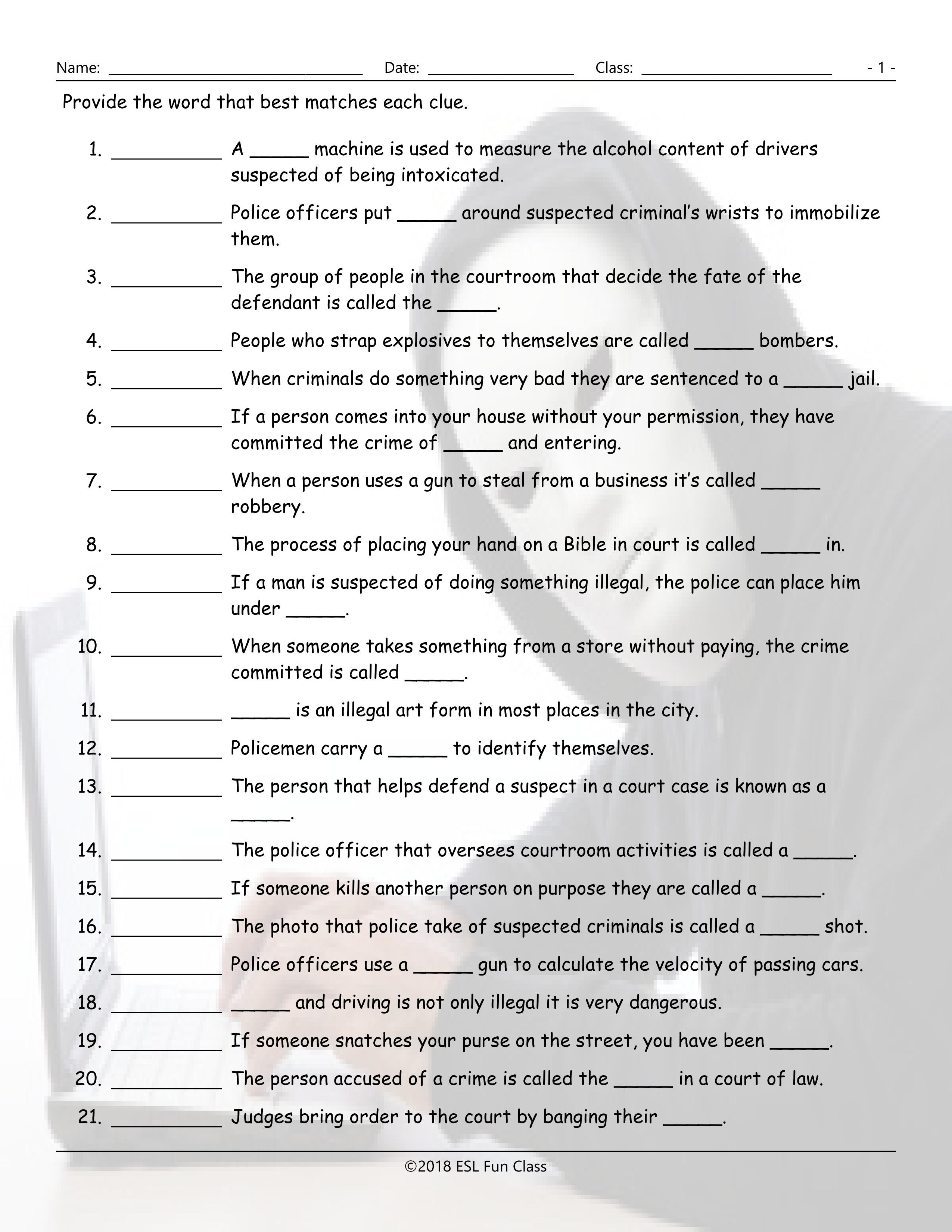 Crimelaw Enforcementcourts Matching Worksheet Db excel