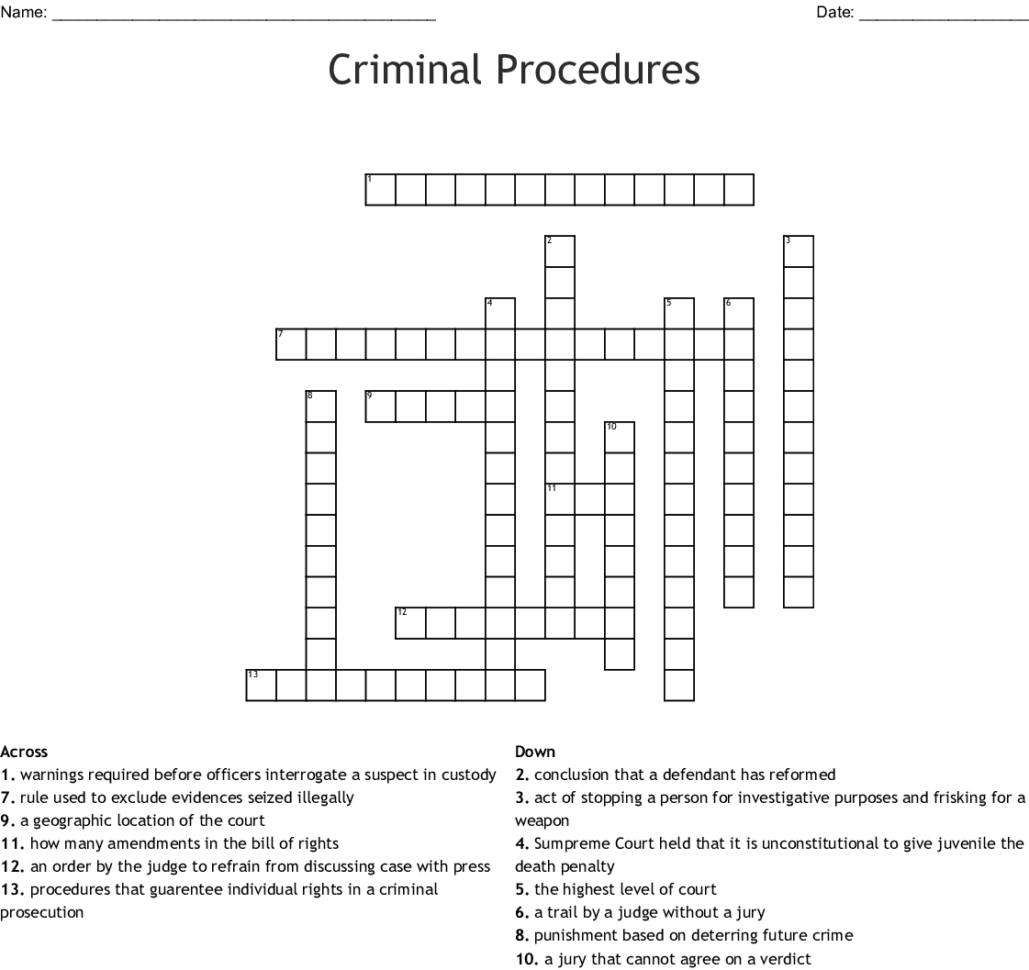 Due Process In Criminal Proceedings Worksheet Answers