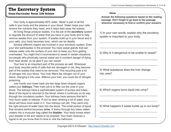 science reading comprehension worksheets db excelcom