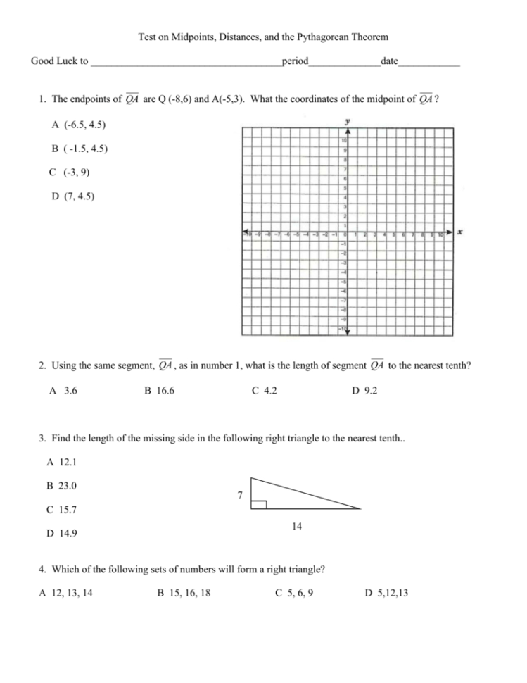 Distance And Midpoint Worksheet