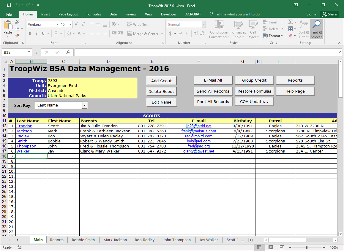 Cub Scout Financial Spreadsheets Boy Account Spreadsheet