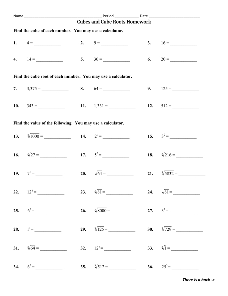 square-and-cube-roots-worksheet