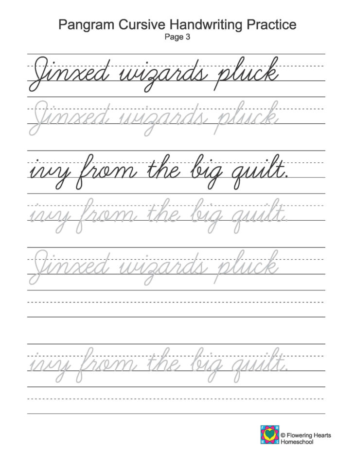 Cursive Writing Worksheets Pangrams Cursive Writing Tracing Db excel