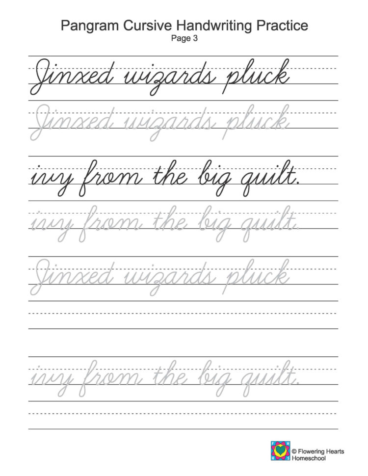 Cursive Writing Worksheets Pangrams Cursive Writing Tracing — db-excel.com