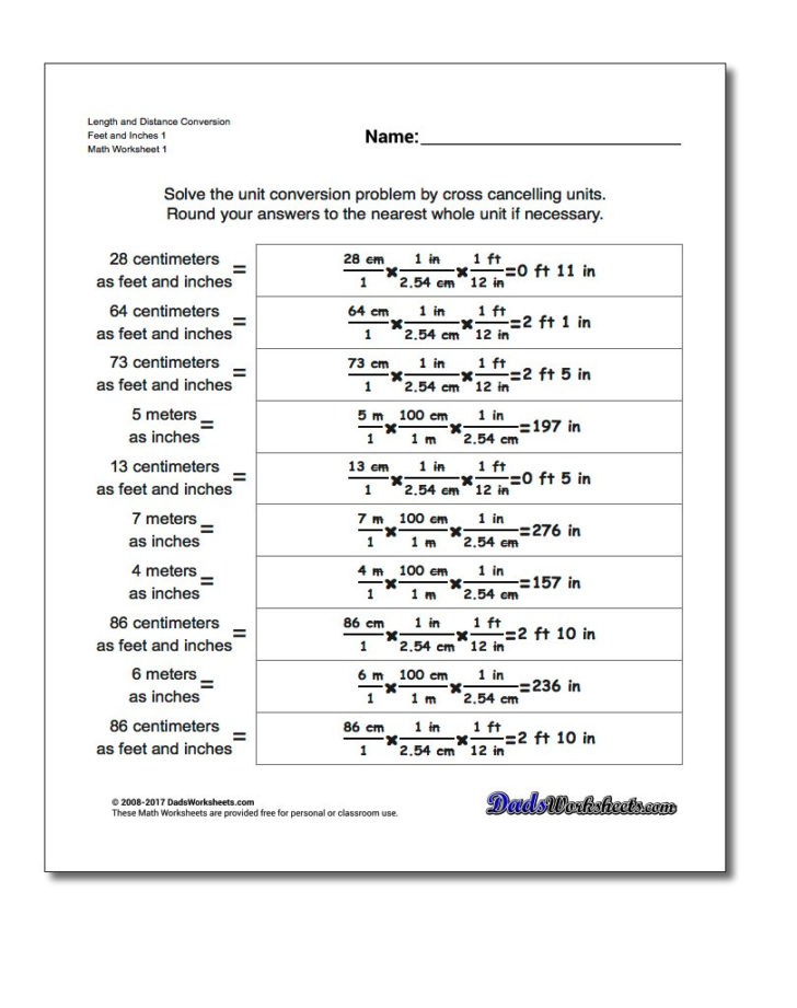 English To Metric Conversion Worksheet