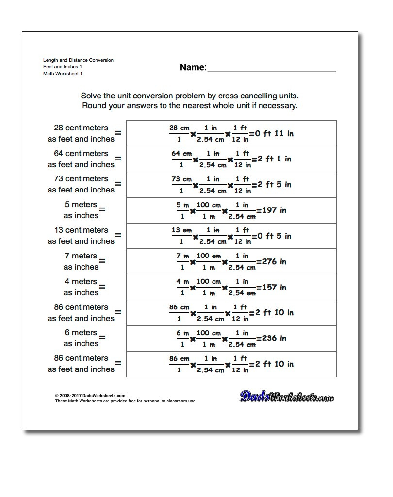 English To Metric Conversion Worksheet Db excel