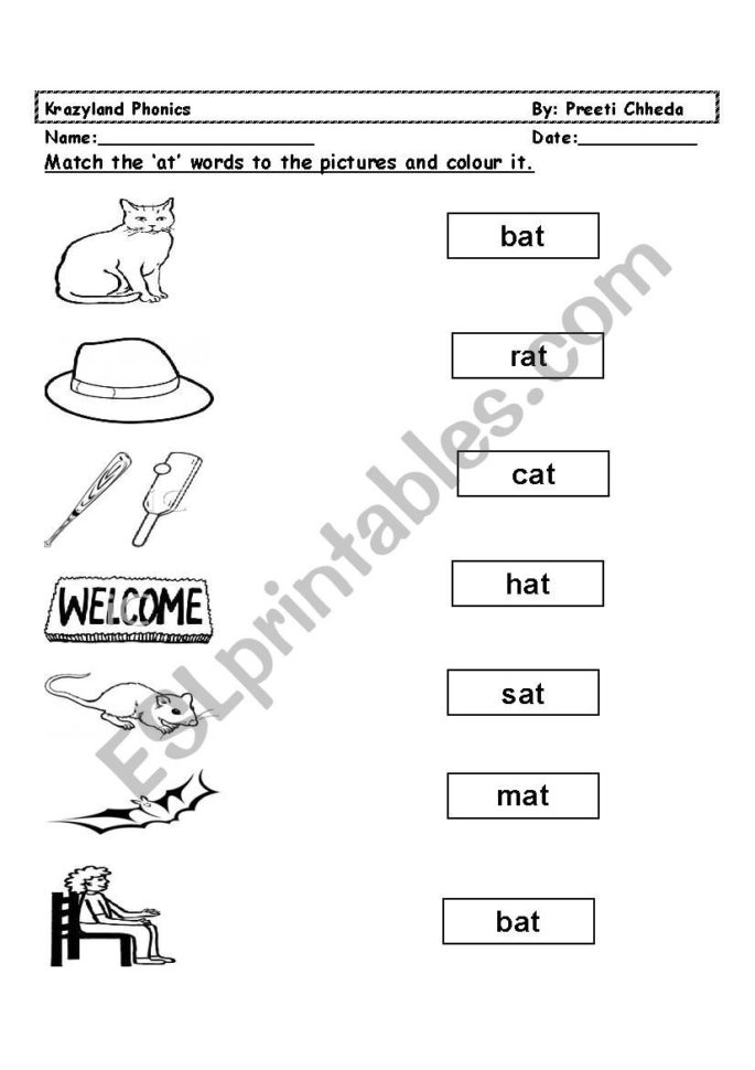 Cvc Word At Family Words  Esl Worksheetpreetichheda