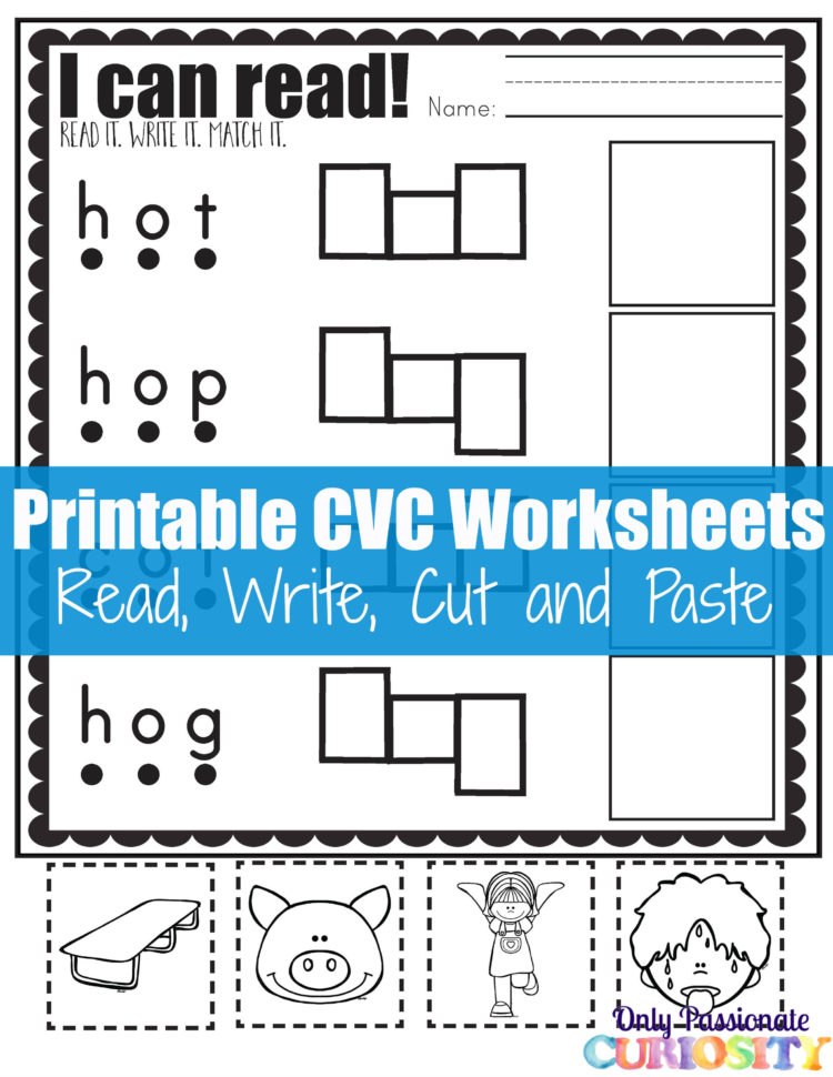 Cvc Worksheets Cut And Paste Letter O  Only Passionate Curiosity