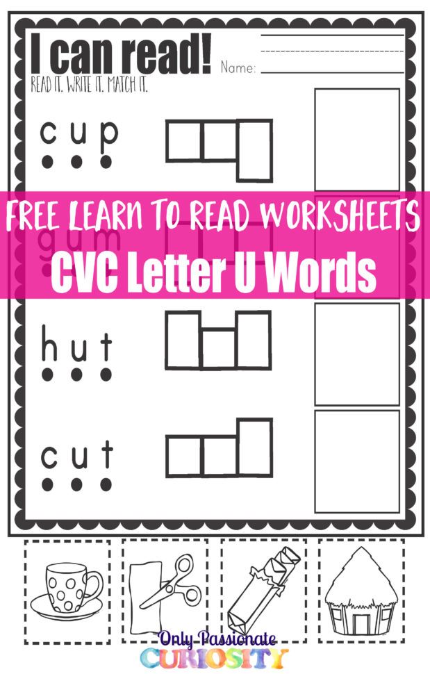 Cvc Worksheets Cut And Paste Letter U  Only Passionate Curiosity