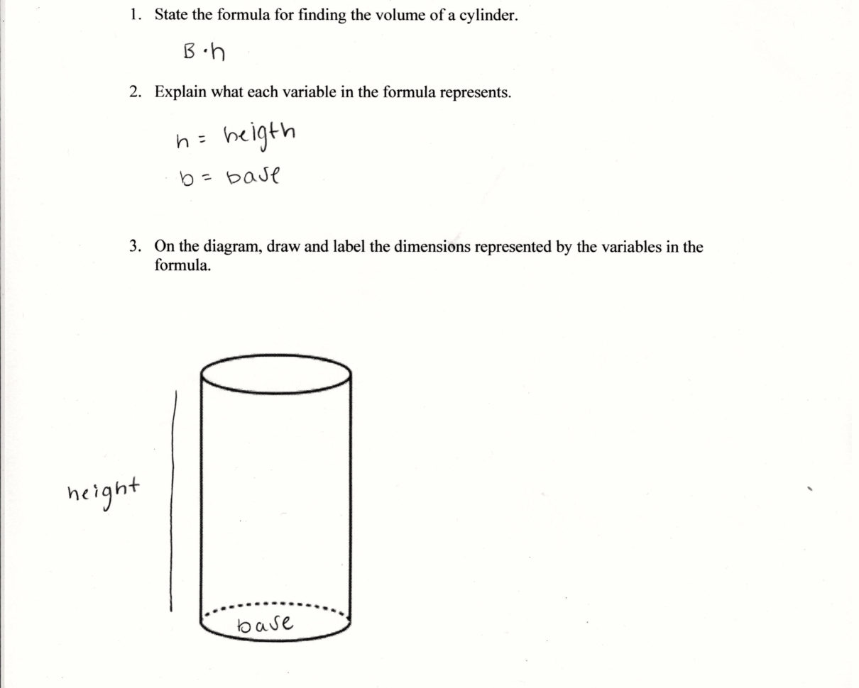 Cylinder Formula Students Are Asked To Write The Formula For The
