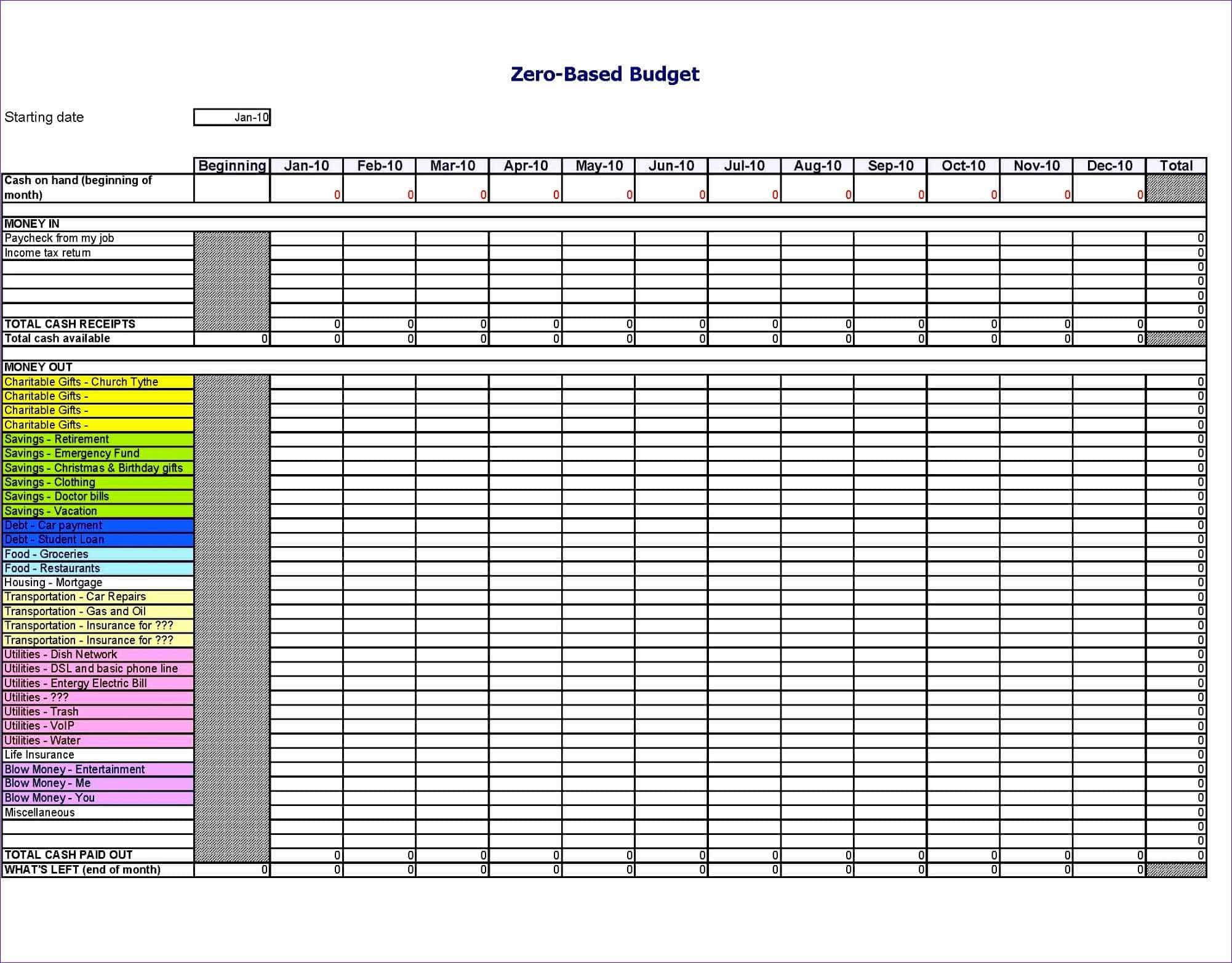 household expenses excel template