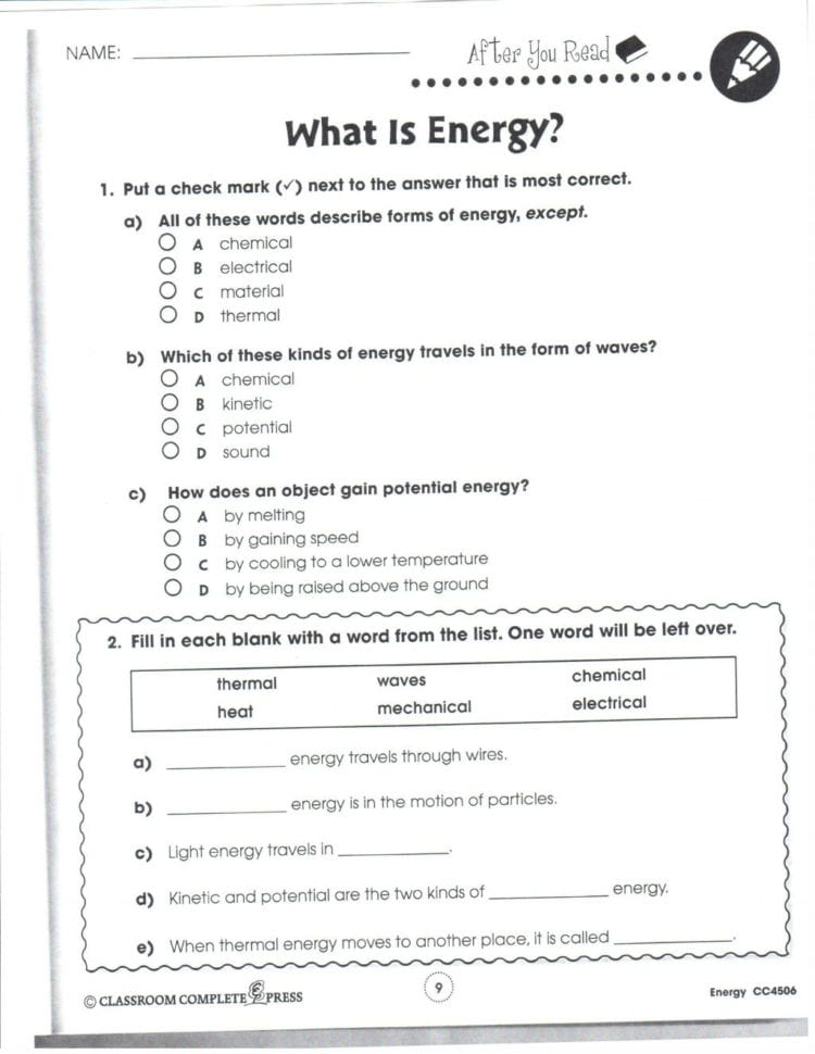 Daily Science Worksheets Kids Free Answers For Prek 6Th