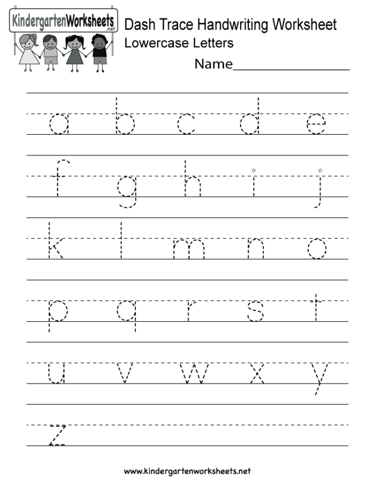 Dash Trace Handwriting Worksheet  Free Kindergarten English