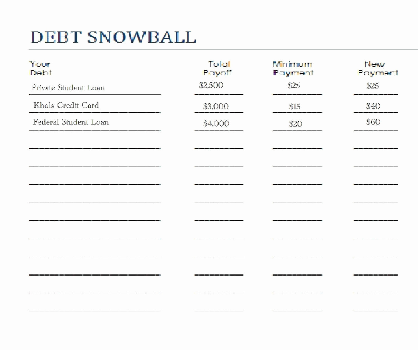 Dave Ramsey Debt Snowball Worksheets —