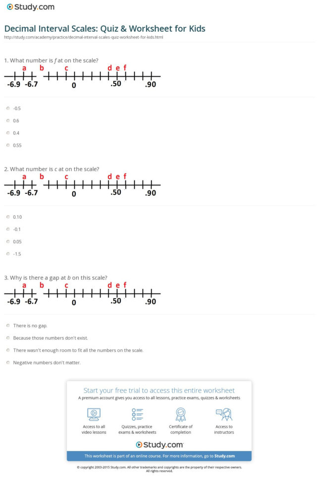 Decimal Interval Scales Quiz  Worksheet For Kids  Study Decimal Interval Scales Quiz  Worksheet For Kids  Study