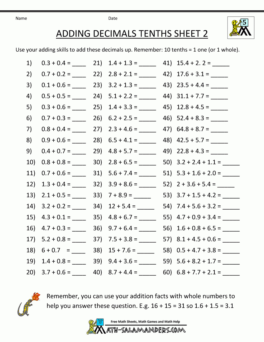 Operations With Decimals Review Worksheet Answer Key Db excel