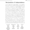Declaration Of Independence Word Search  Word