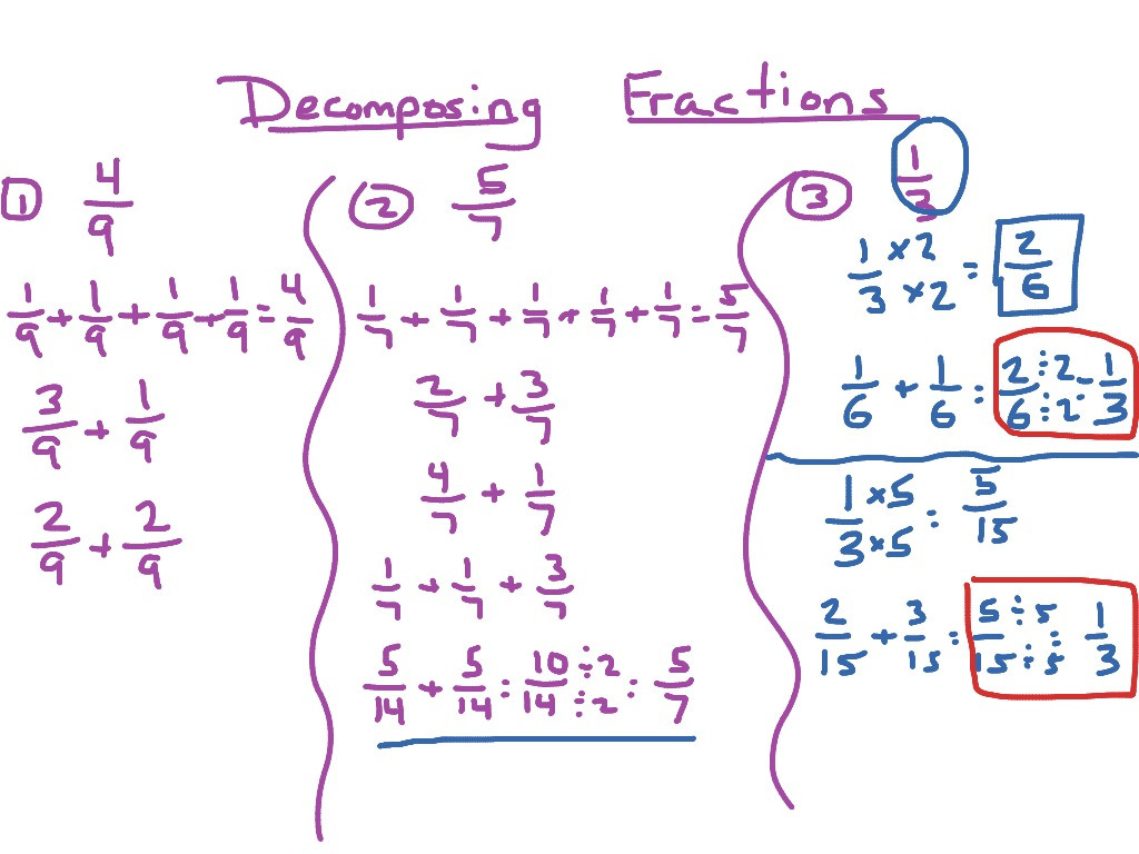 Decomposing Fractions Math Elementary Math Math 4Th Db excel