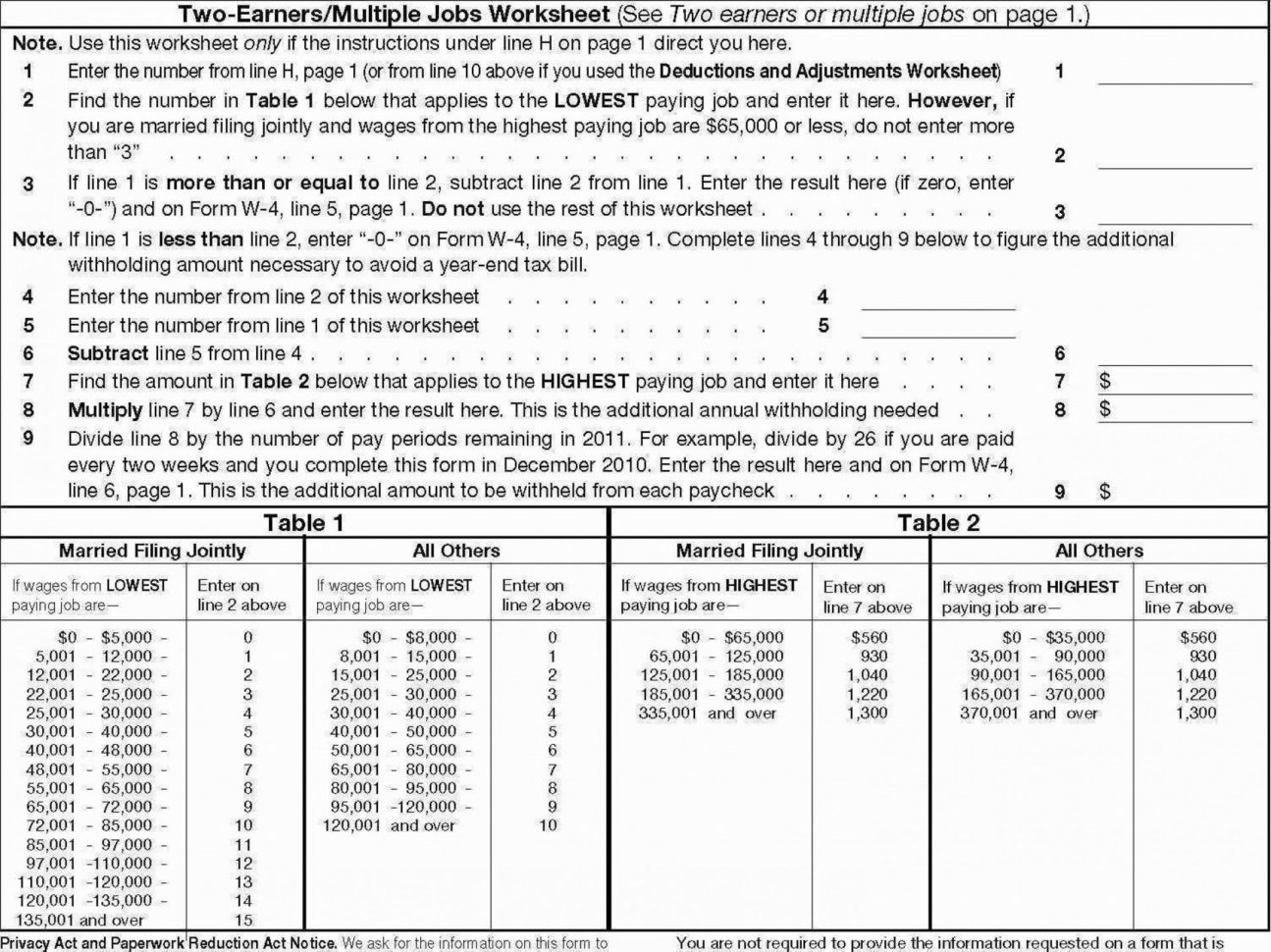 Deductions And Adjustments Worksheet