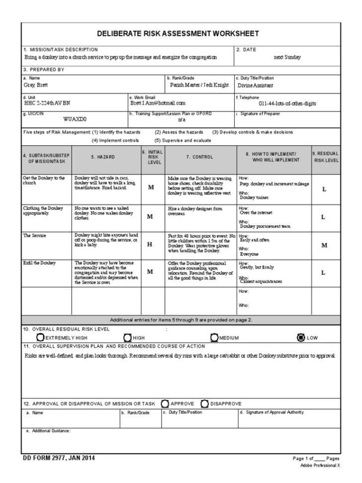 Deliberate Risk Assessment Worksheet — db-excel.com