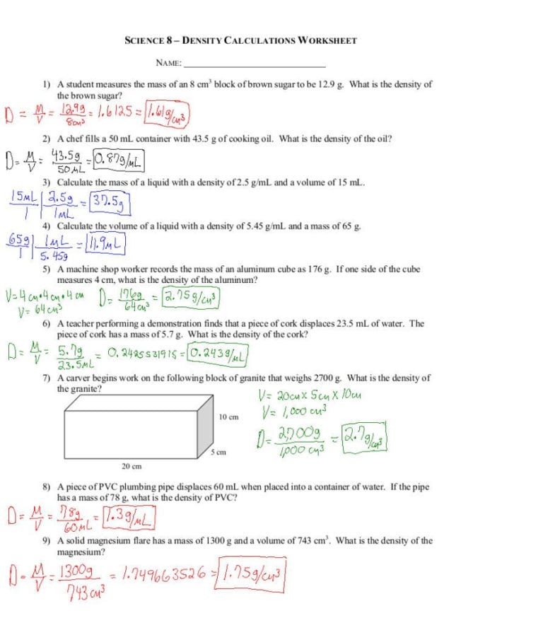 Density Practice Problems Key Density Practice Problems Db excel