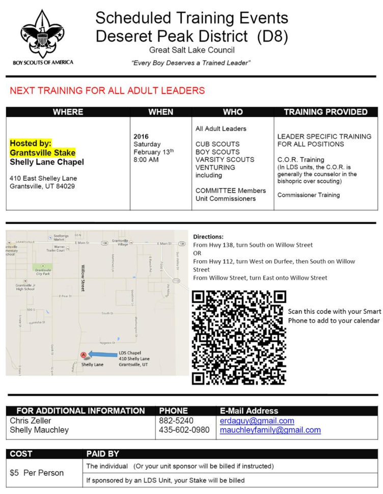 Deseret Peak District 8 February 2016 Cub  Newsletter