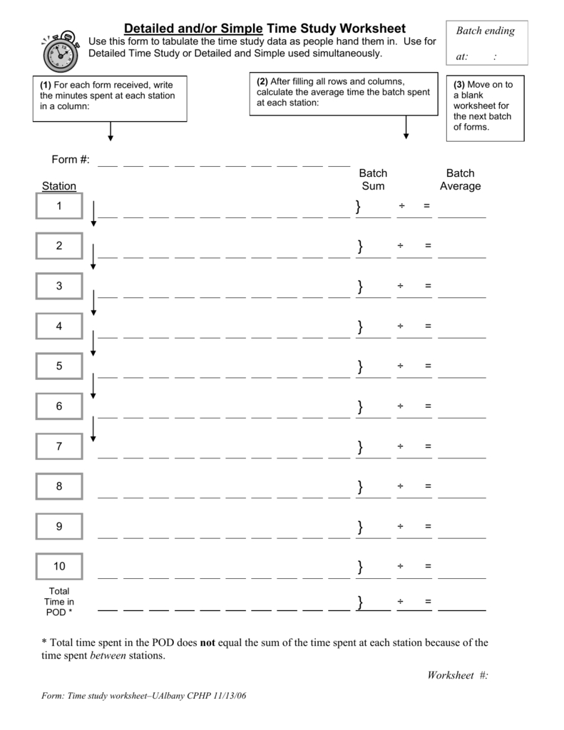 Detailed Andor Simple Time Study Worksheet