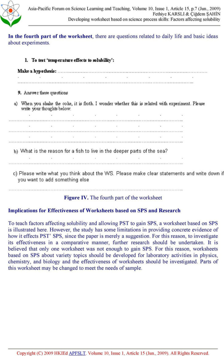Factors Affecting Solubility Worksheet Answers