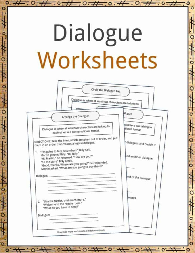 Free Printable Writing Dialogue Worksheets For Middle School