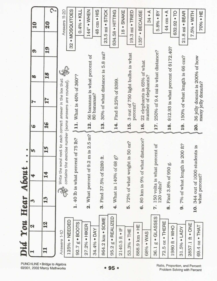 Did U Hear About Math Worksheet Answers  Yooob