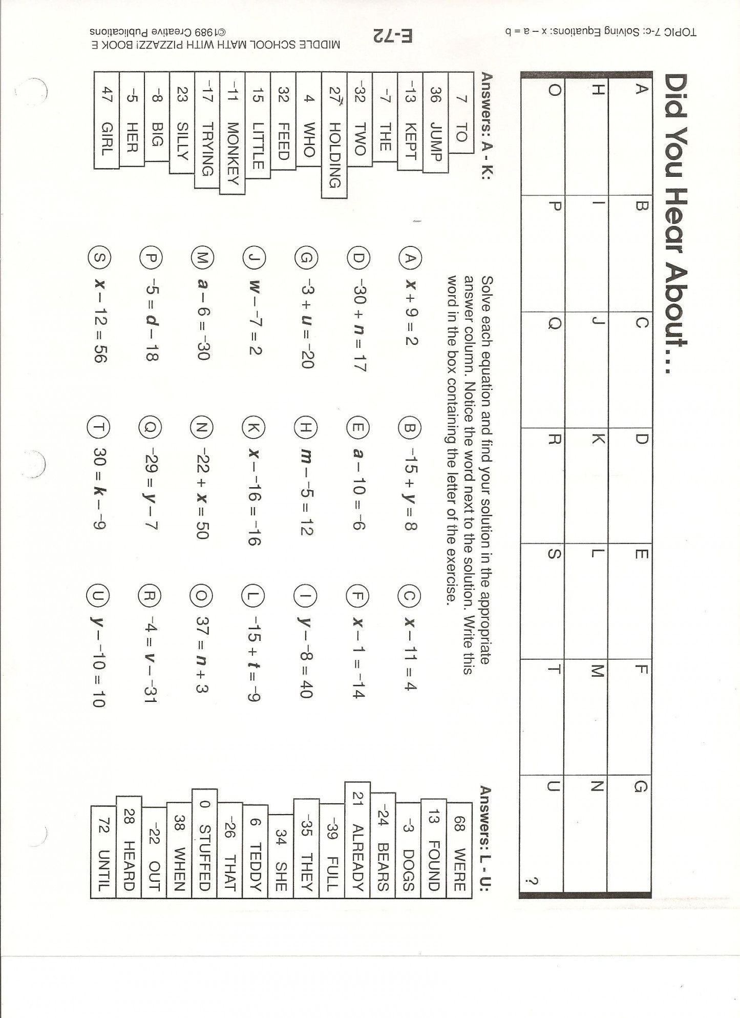 Did You Hear About Algebra Worksheet Db excel
