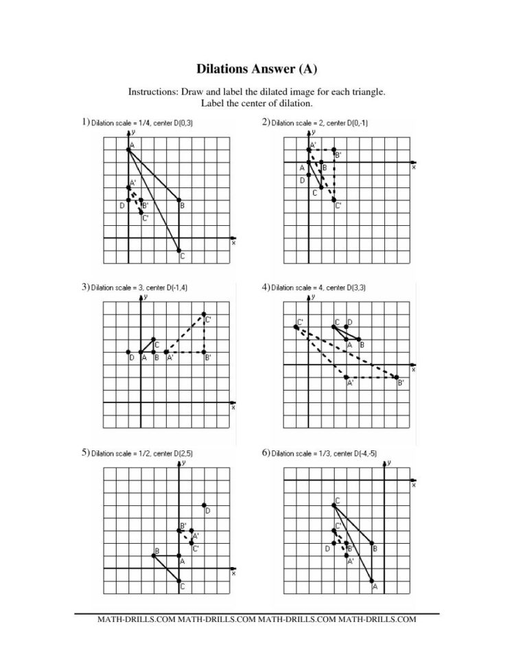 Dilations Worksheet  Yooob