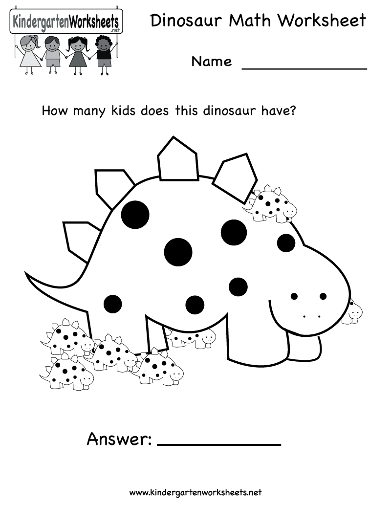 Dinosaur Math Worksheet  Free Kindergarten Learning